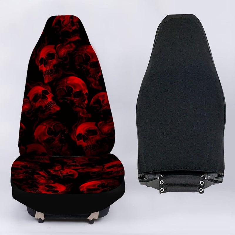 Howilath Red Gothic Flame Skull Print Car Seat Cover for Women, Universal Fit 2 Piece Stretchy Breathable Bucket Vehicles Seat Cover Front Seats for SUV Van Sedan - Image 5
